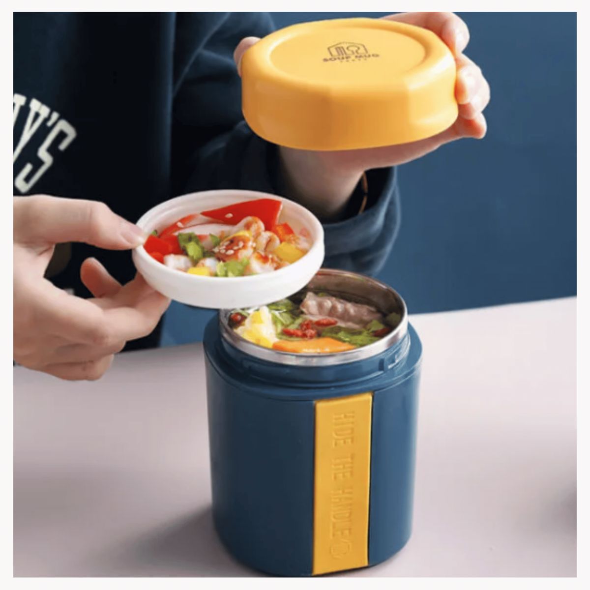 LINE - Termo Táper Térmico 500 Ml Estilo Vaso Con Tenedor Oficina Y Escolar