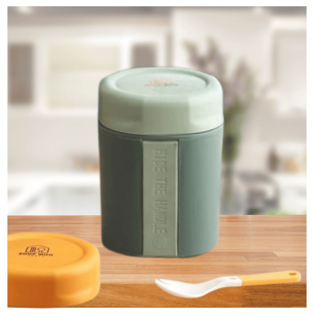 LINE - Termo Táper Térmico 500 Ml Estilo Vaso Tenedor Oficina Y Escolar Green