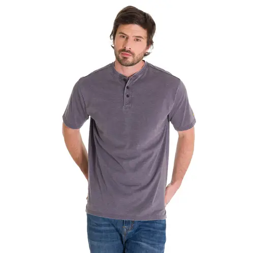 CAT - Polera Burnout Henley Hombre Gris