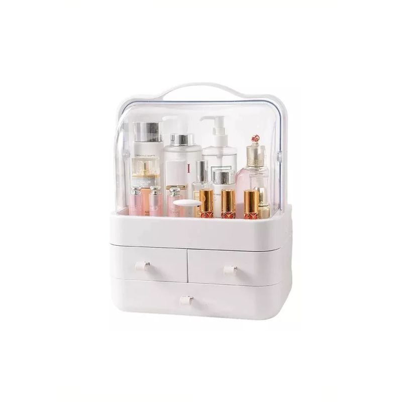 GENERICO - Caja Organizador Cosméticos Maquillaje Portátil Multiuso Blanco