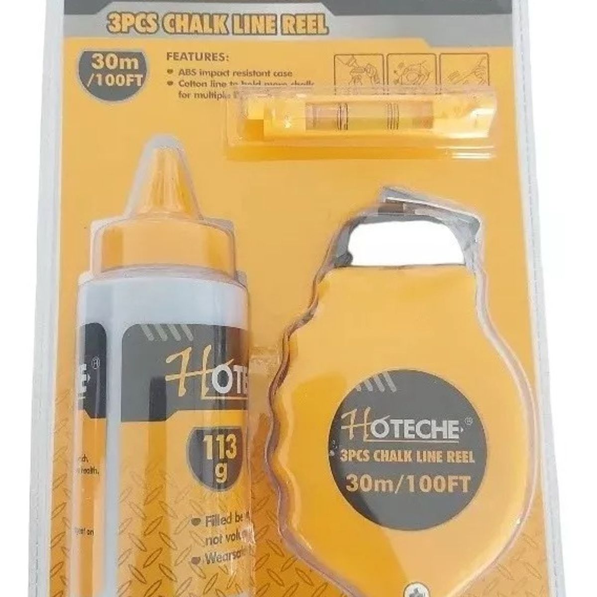 HOTECHE - Set Tizador Con Tiza Y Nivel De Linea 30m Hoteche 424002