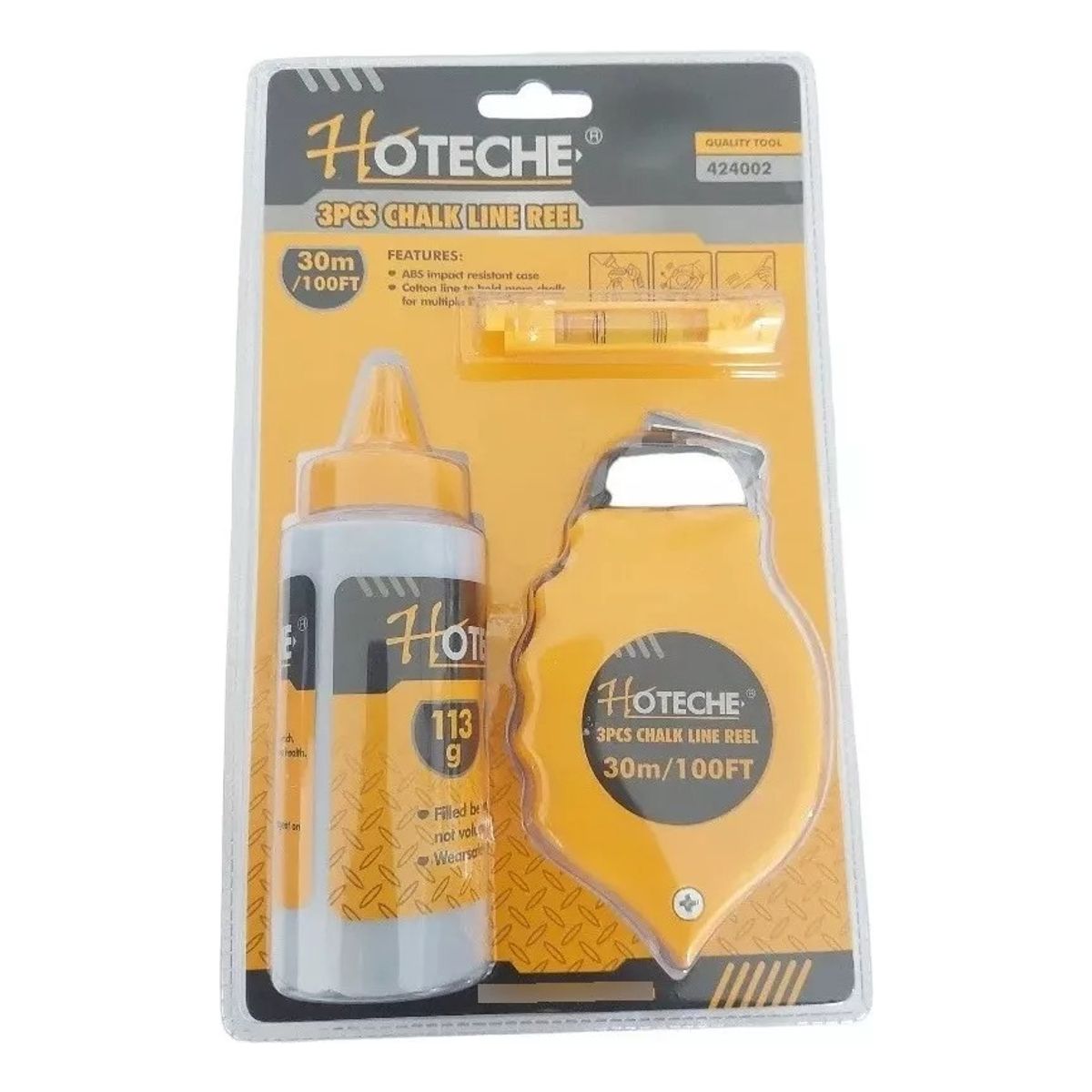 HOTECHE - Set Tizador Con Tiza Y Nivel De Linea 30m Hoteche 424002