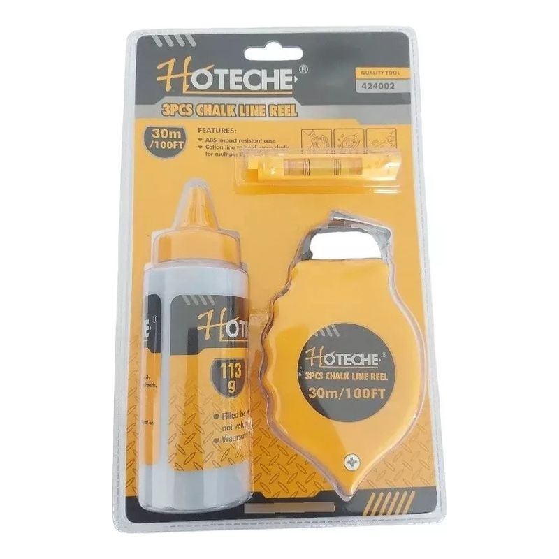 HOTECHE - Set Tizador Con Tiza Y Nivel De Linea 30m Hoteche 424002