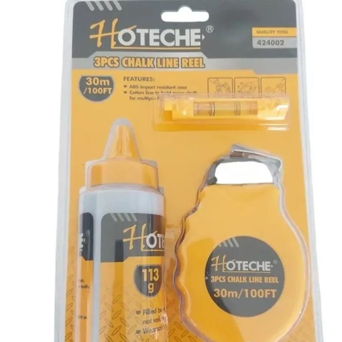 HOTECHE - Set Tizador Con Tiza Y Nivel De Linea 30m Hoteche 424002