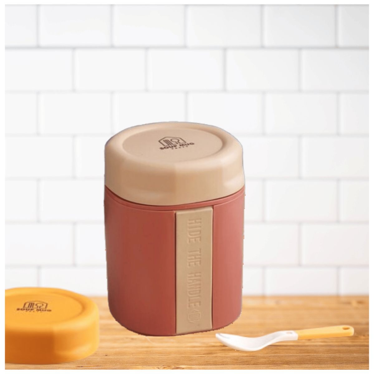 LINE - Termo Táper Térmico 500 Ml Estilo Vaso Tenedor Oficina Y Escolar Pink