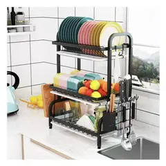 GENERICO - Secador Escurridor Loza Platos 3 Niveles Organizador Color Negro