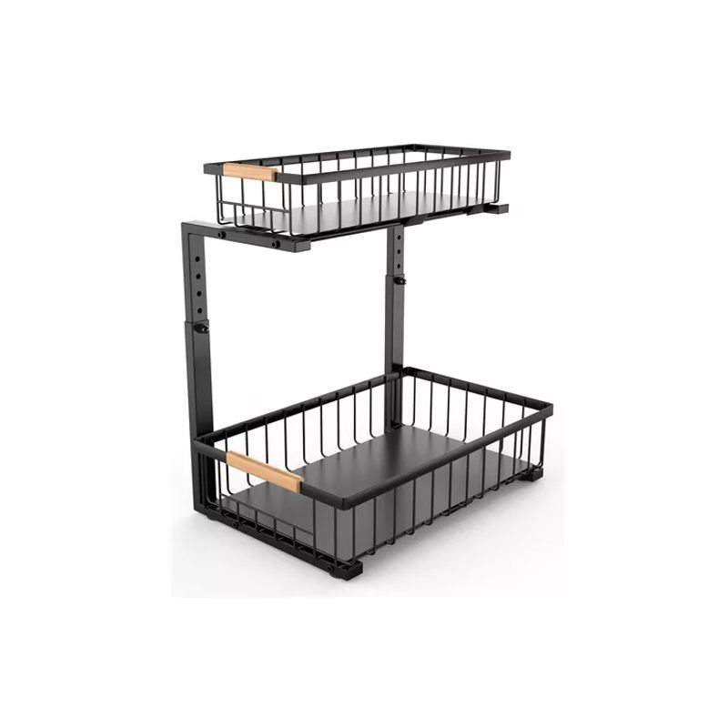 GENERICO - Organizador Estante Multiuso Bajo Lavaplatos Cocina Baño Negro