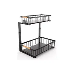 GENERICO - Organizador Estante Multiuso Bajo Lavaplatos Cocina Baño Negro
