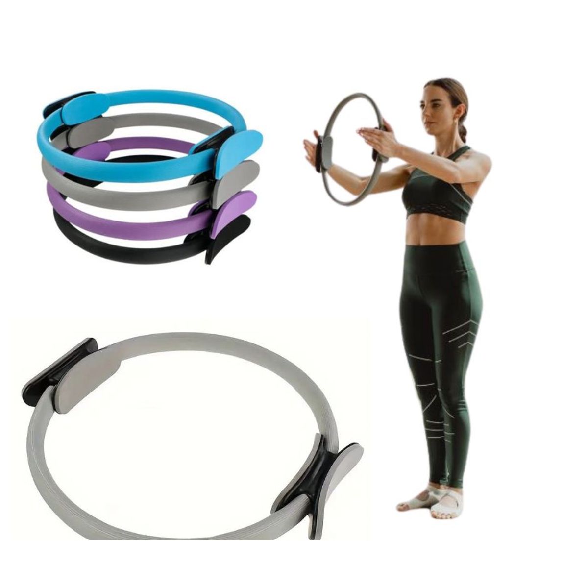 GENERICO - Aro Anillo mágico de pilates Yoga Gris