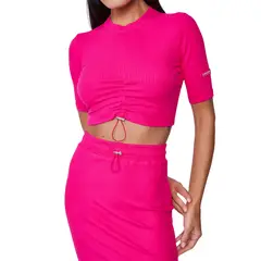 COLCCI - Blusa De Canalé Con Fruncido Ajustable