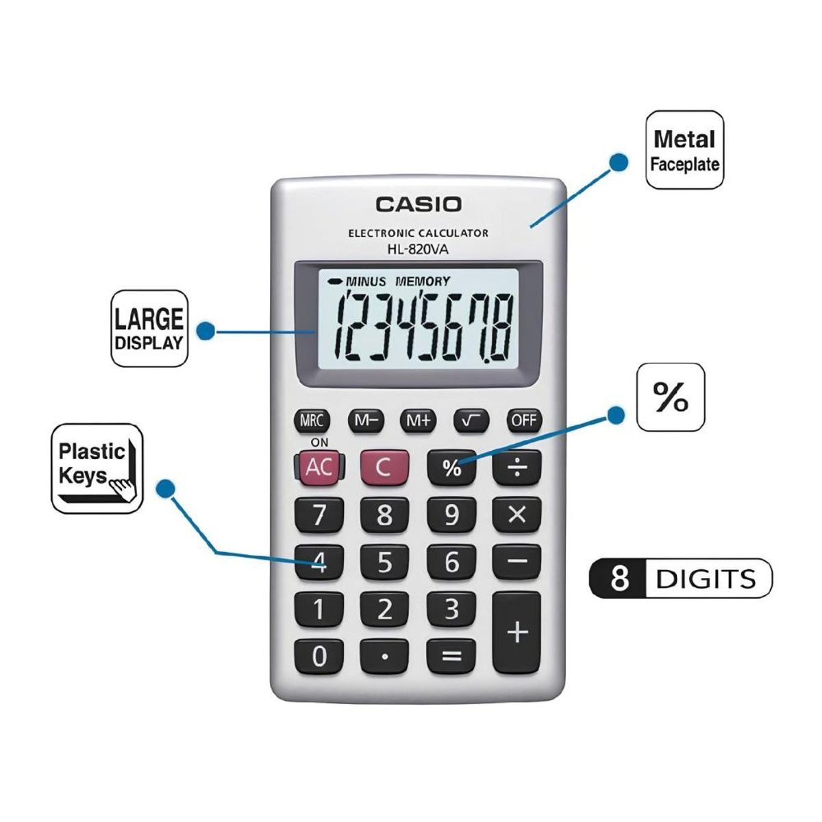 CASIO - Calculadora Hl-820va De Bolsillo - Gris