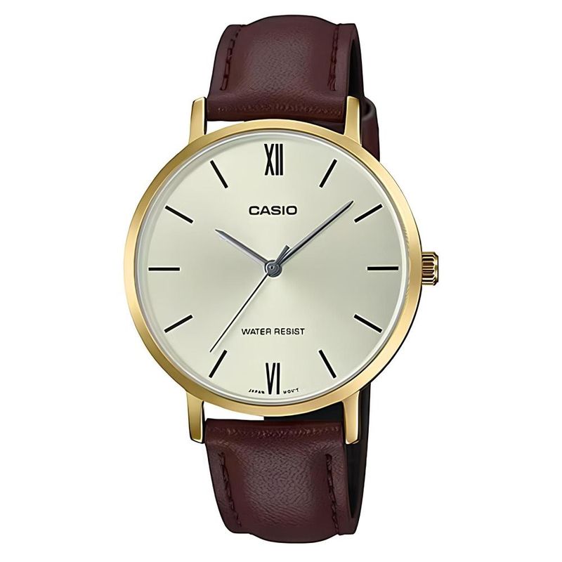 CASIO - Reloj Ltp-Vt01gl-9b Mujer Analogo Cuero - Café
