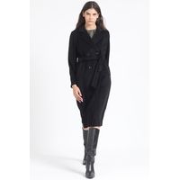 Abrigo Largo Sin Forro, Muflon Melange, Negro