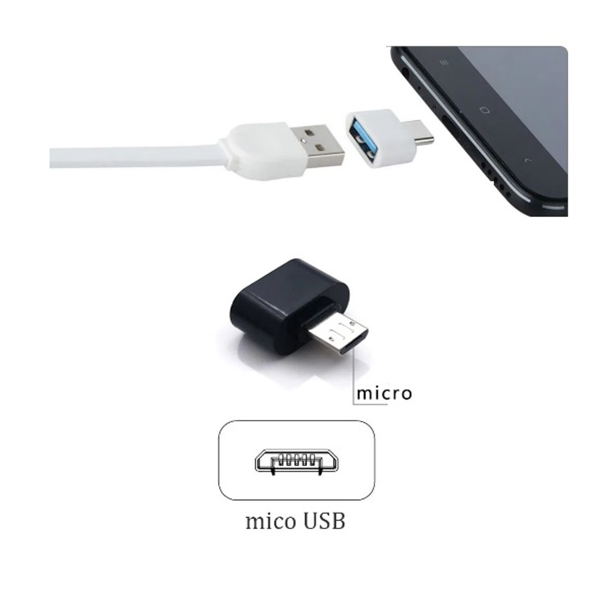 GENERICO - Adaptador Micro USB a USB 2.0 Convertidor Para Celular