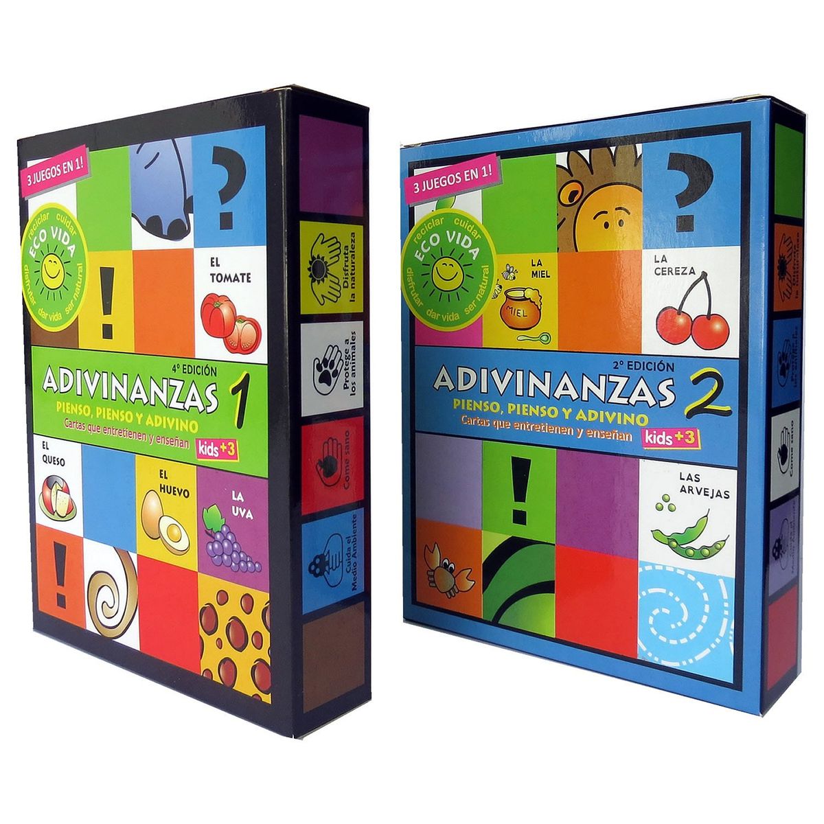 IDEAS AMIGABLES - SUPER MAZO de 100 Eco Tarjetas de Adivinanzas y Curiosidades