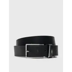 TOMMY HILFIGER - Cinturón Monogram De Cuero Negro