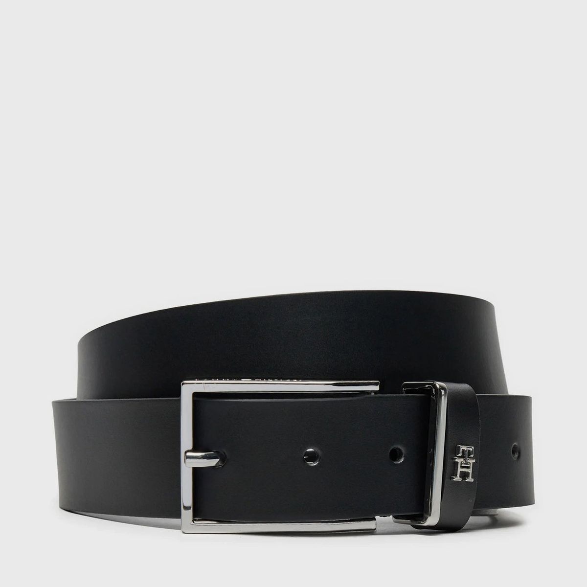 TOMMY HILFIGER - Cinturón Monogram De Cuero Negro Tommy Hilfiger