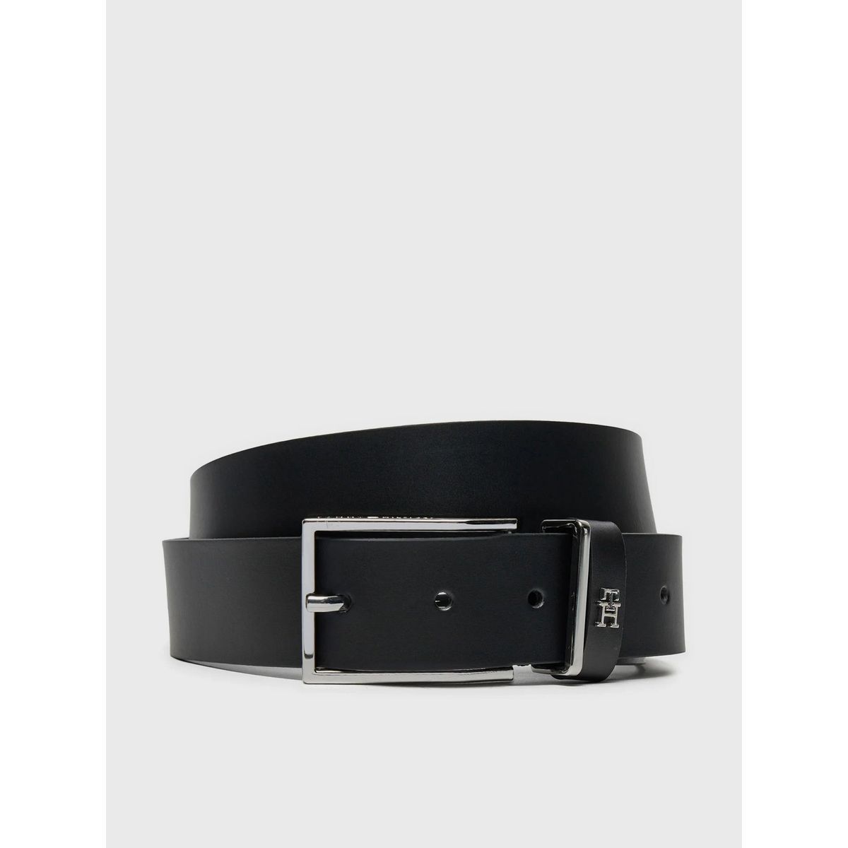 TOMMY HILFIGER - Cinturón Monogram De Cuero Negro Tommy Hilfiger