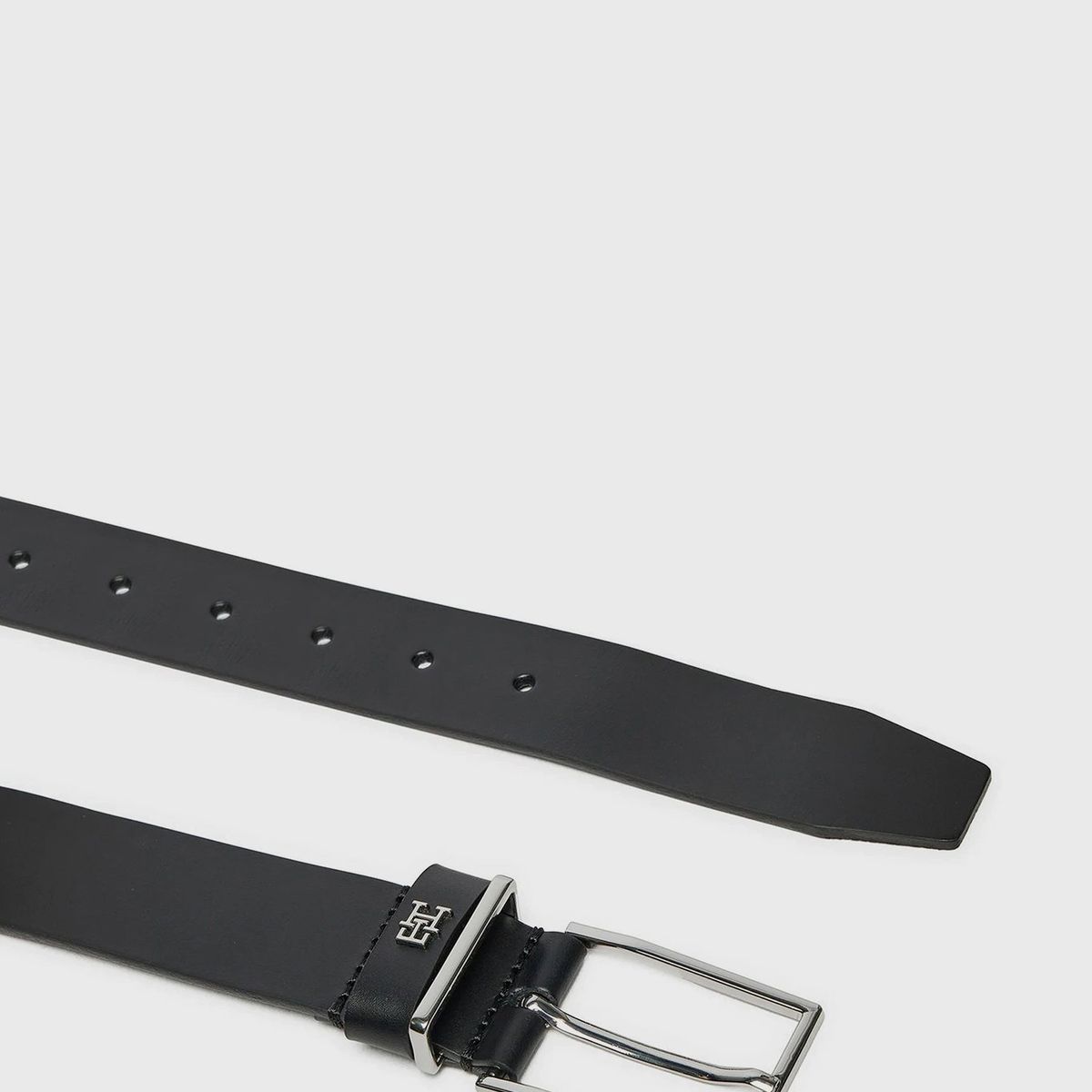TOMMY HILFIGER - Cinturón Monogram De Cuero Negro Tommy Hilfiger