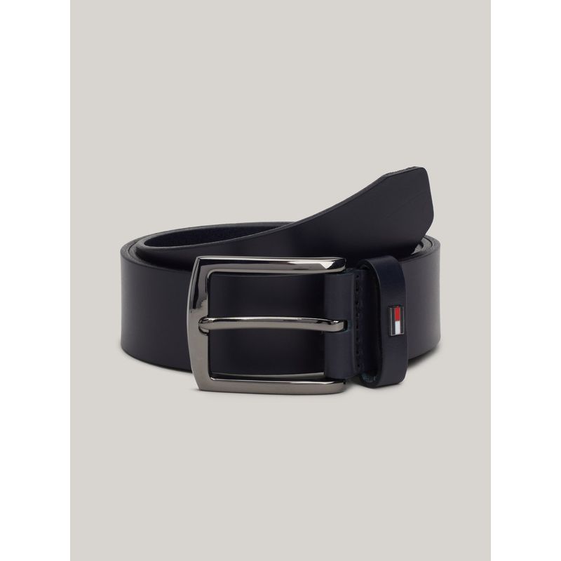 TOMMY HILFIGER - Cinturón Denton De Cuero Con Logo Esmaltado Negro Tommy Hilfiger