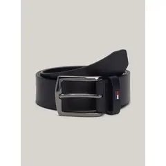 TOMMY HILFIGER - Cinturón Denton De Cuero Con Logo Esmaltado Negro