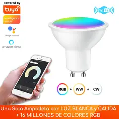 D MOTICA - Ampolleta Gu10 Wifi Inteligente 5w 220v Blancos + Colores Rgb