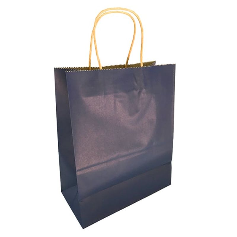 GENERICO - BOLSA DE REGALO KRAFT AZUL MARINO 21X27X11 CM X12 UNI