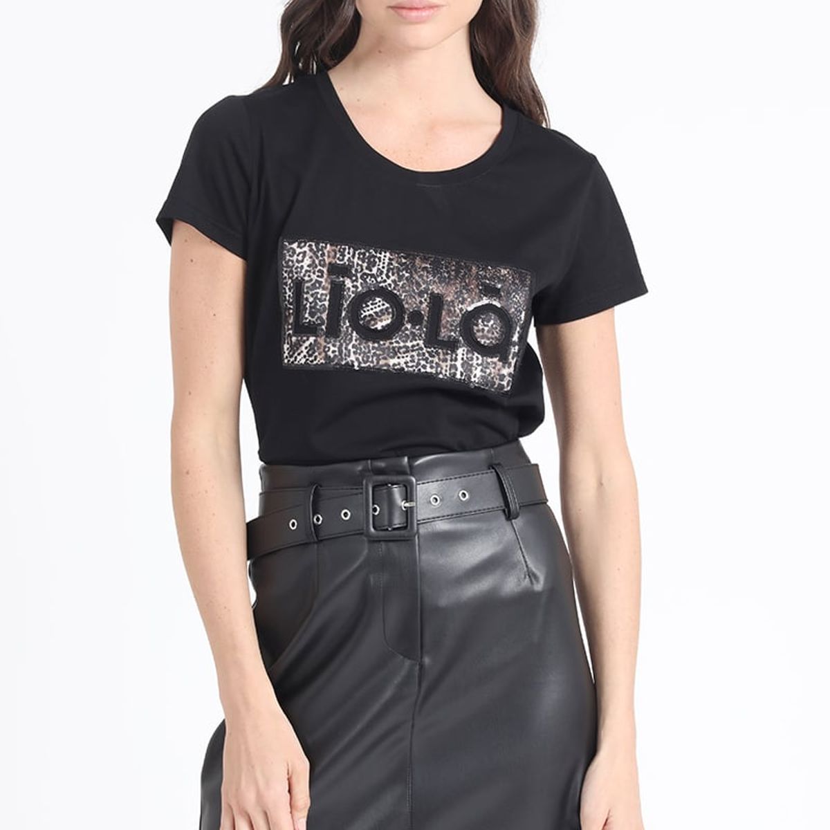 LIOLA - Polera Algodón Parche Animal Print Liola Crudo Liola