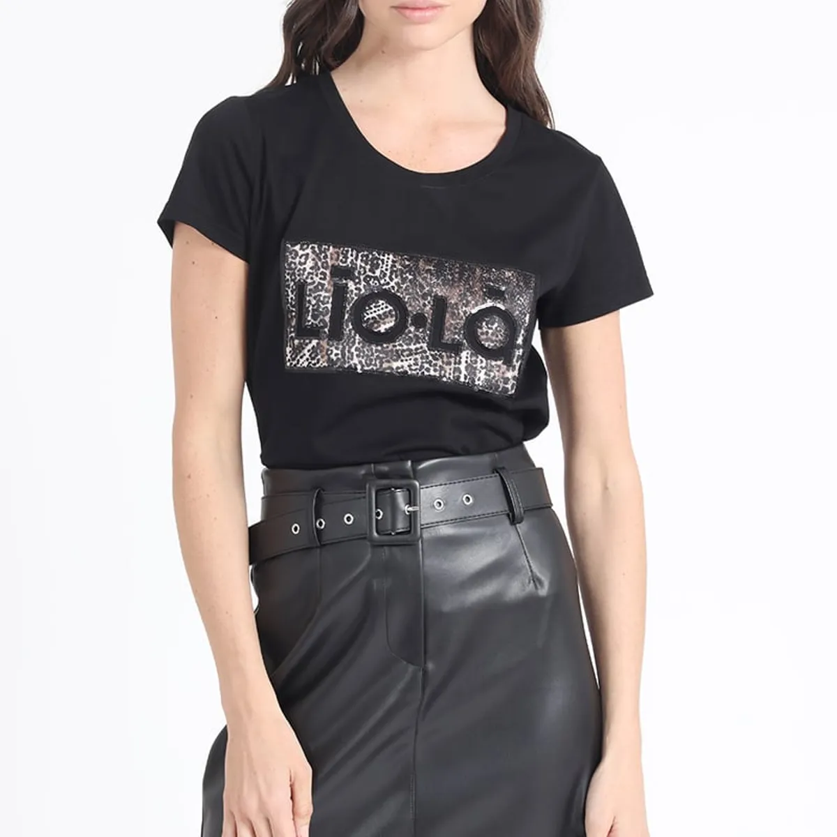 LIOLA - Polera Algodón Parche Animal Print Liola Crudo Liola