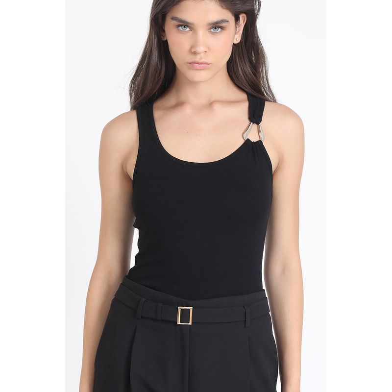 LIOLA - Top Herraje Metalico, Negro Liola