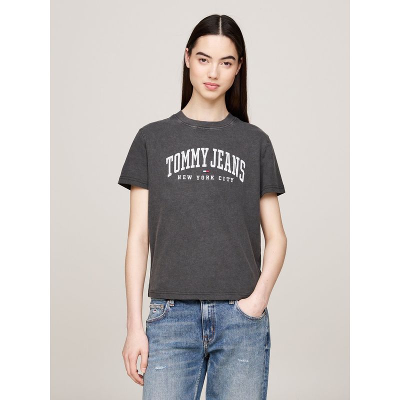 TOMMY HILFIGER - Polera Varsity Con Logo Gris Tommy Hilfiger