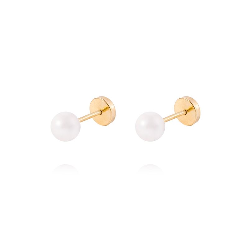 JB JOYAS BARON - Aros de Oro 18kt Perla cultivada sola 5.0 mm
