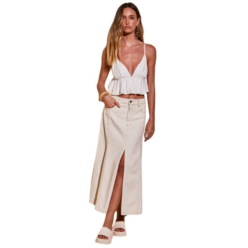 COLCCI - Falda Vaquera midi con Abertura