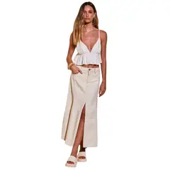 COLCCI - Falda Vaquera midi con Abertura
