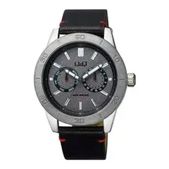 Q&Q - Reloj Aa34j312y Hombre Analogo Cuero - Negro