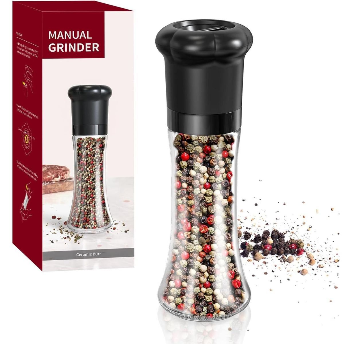 ELEONOR - Molinillo Manual de Sal Pimienta y Especias Tipo Salero
