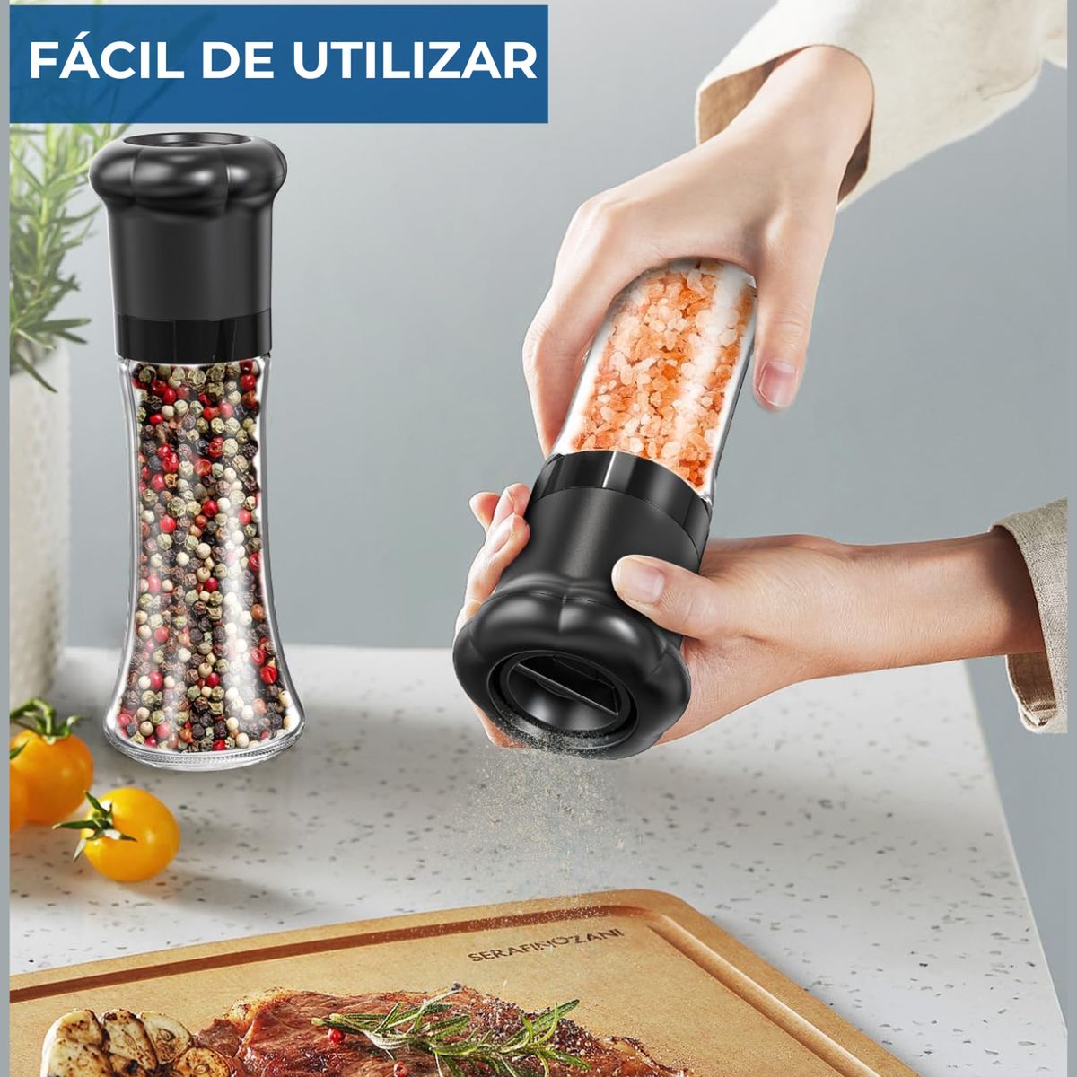 ELEONOR - Molinillo Manual de Sal Pimienta y Especias Tipo Salero