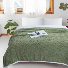 GENERICO - Frazada Sherpa Polar - Manta termica 2 plazas Ropa de cama Verde