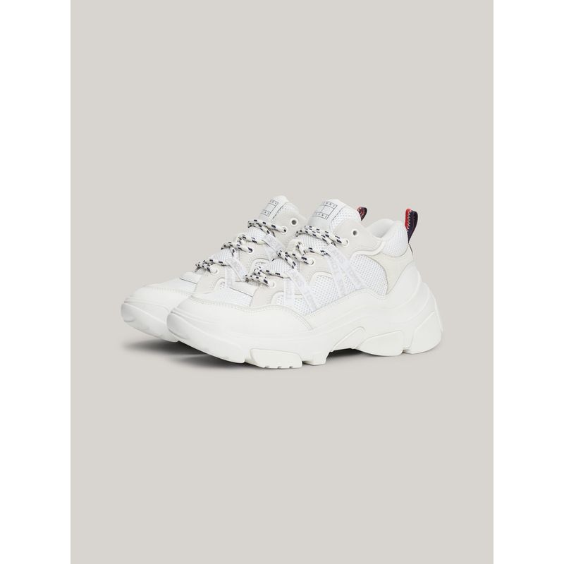 TOMMY HILFIGER - Zapatillas Mujer Con Cordones Logo Blanco Tommy Hilfiger