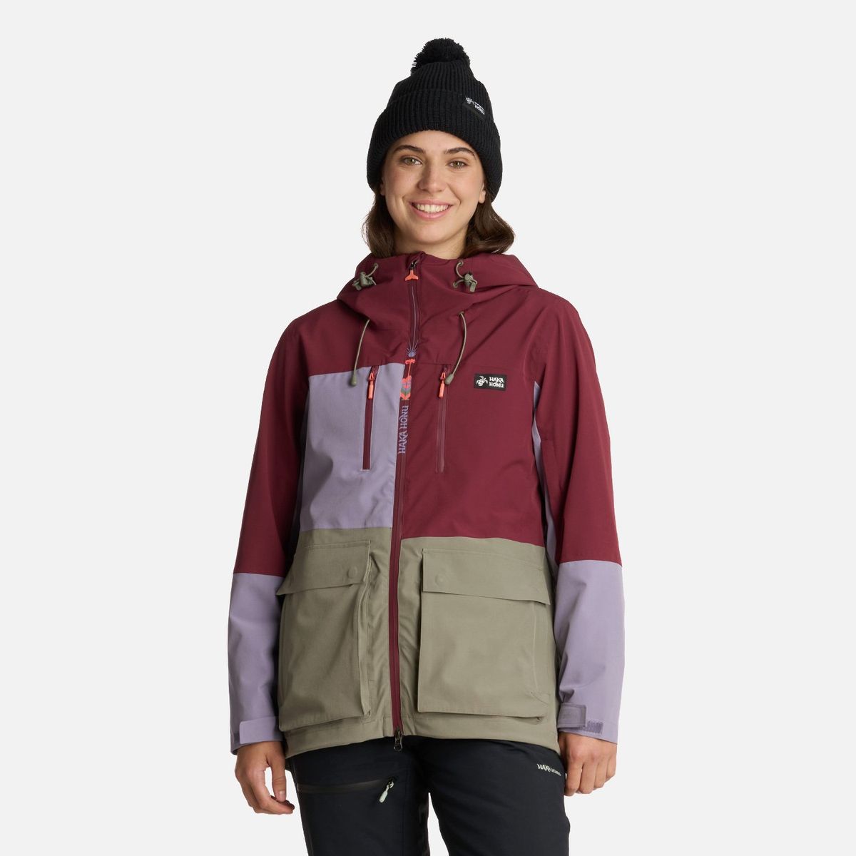 HAKA HONU - Chaqueta Mujer Viento Blanco Burdeo Haka Honu