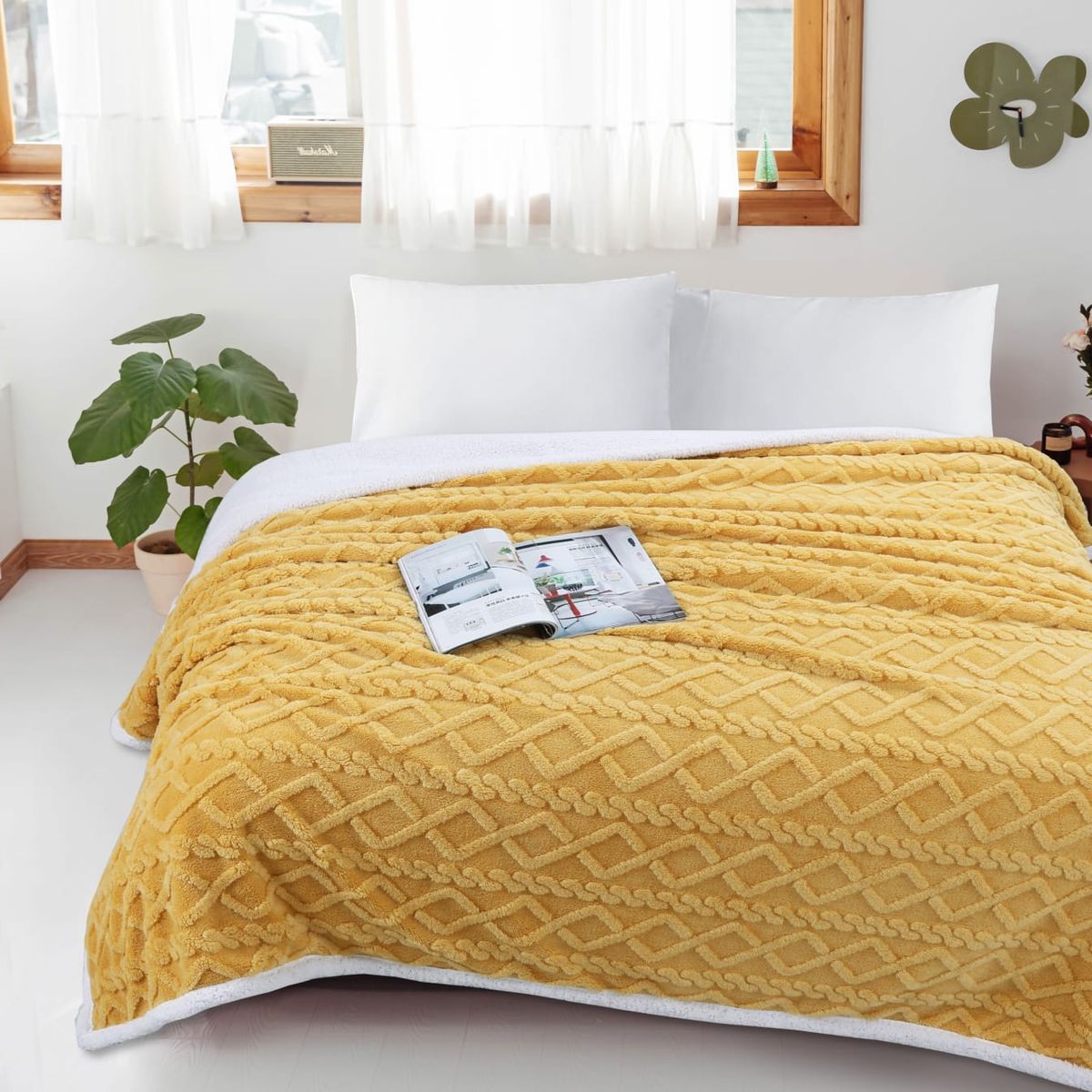 GENERICO - Frazada Sherpa Polar - Manta termica 1,5 plazas Ropa de cama