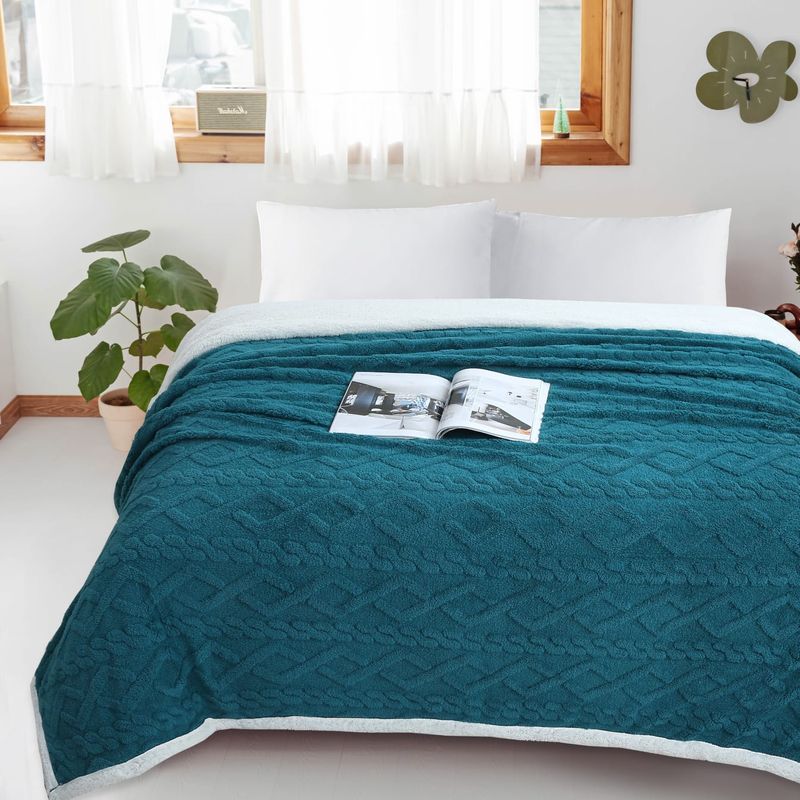 GENERICO - Frazada Sherpa Polar - Manta termica 1,5 plazas Ropa de cama