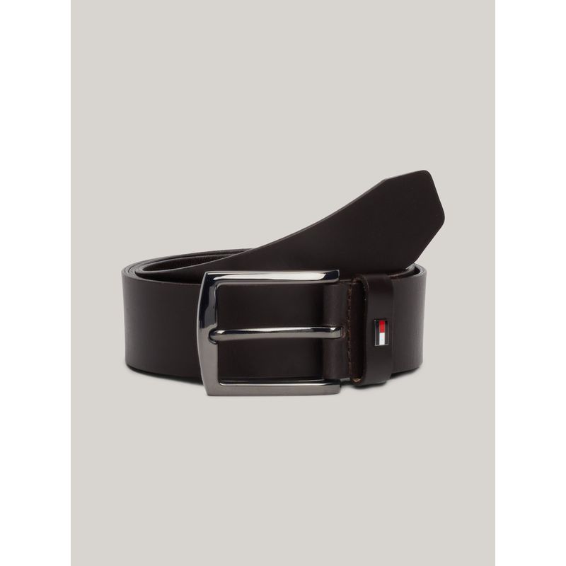 TOMMY HILFIGER - Cinturón Denton De Cuero Con Logo Esmaltado Negro Tommy Hilfiger