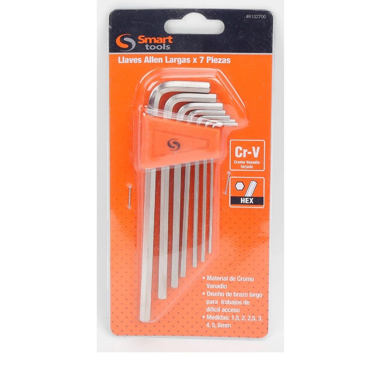 SMART TOOLS - Juego de llaves Allen largas de 7 piezas 1.5 a 6.0 MM