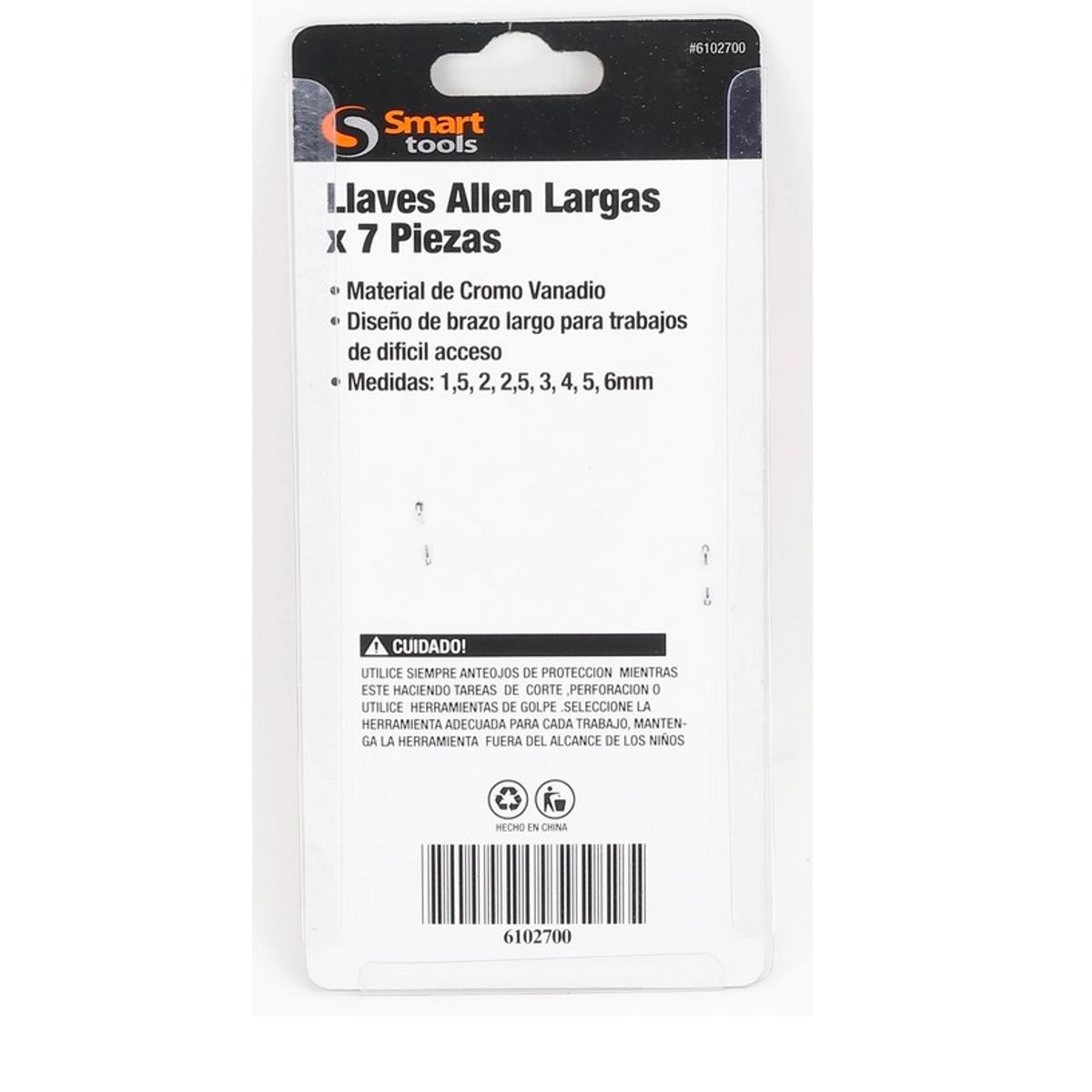 SMART TOOLS - Juego de llaves Allen largas de 7 piezas 1.5 a 6.0 MM