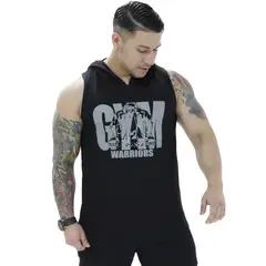 ADEMAN - Polera Musculosa Capucha gym warrior manga cero