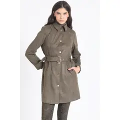 LIOLA - Trench Efecto Gamuza, Forro Estampado, Militar