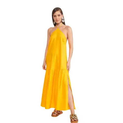 COLCCI - Vestido Suelto Con Lino y Abertura