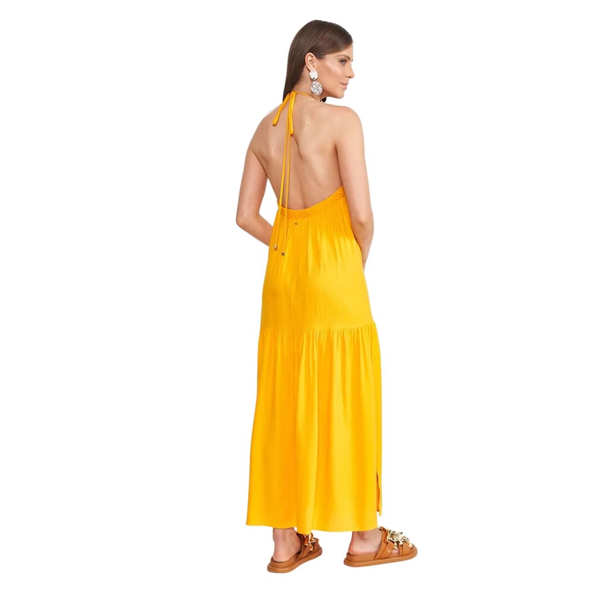 COLCCI - Vestido Suelto Con Lino y Abertura