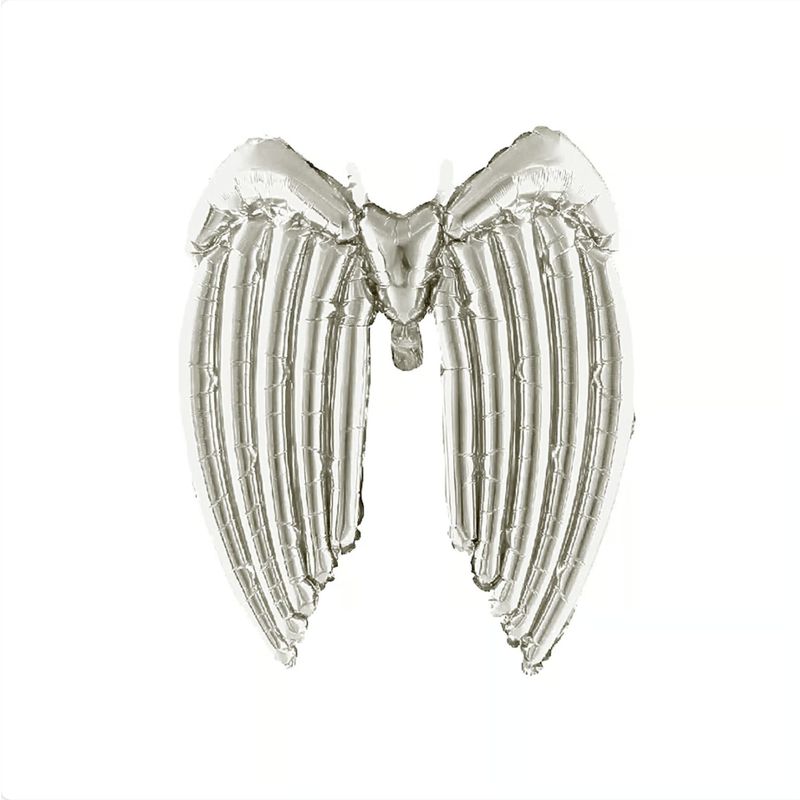 GENERICO - GLOBO METALICO ALAS ANGEL 60X85 PLATEADO X1 UNI